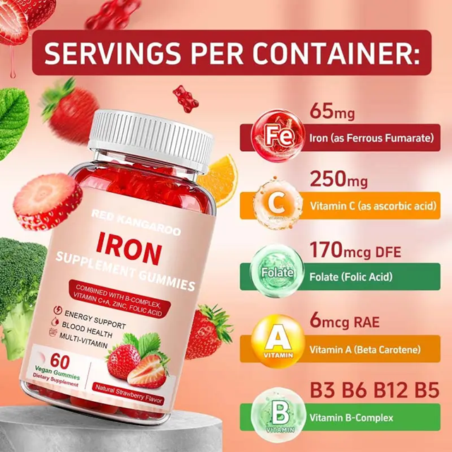 Vegan iron with vitamin C capsules